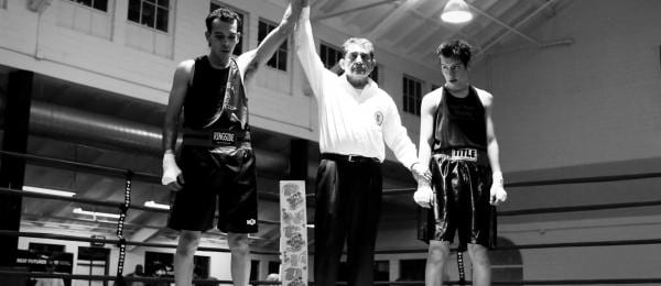 boxing tournament in black and white